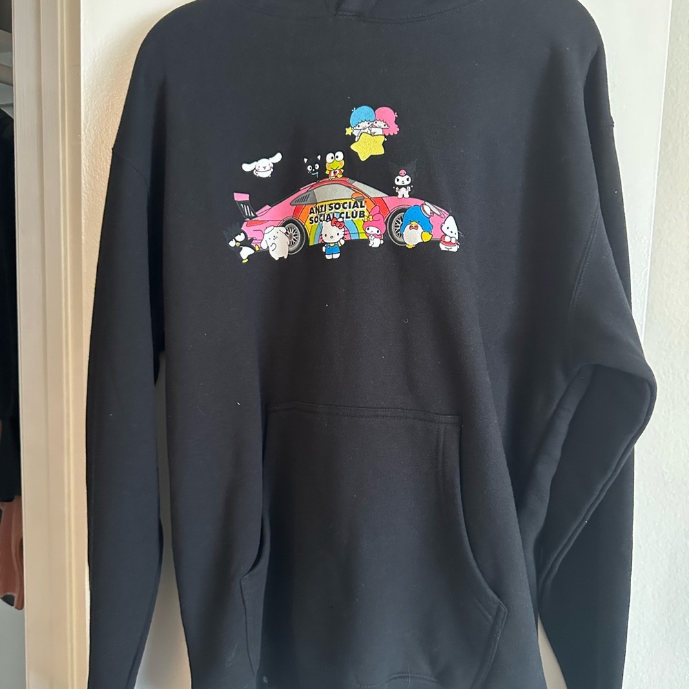 Anti Social Social Club Black Sweater with Hello Kitty Porche Collab
